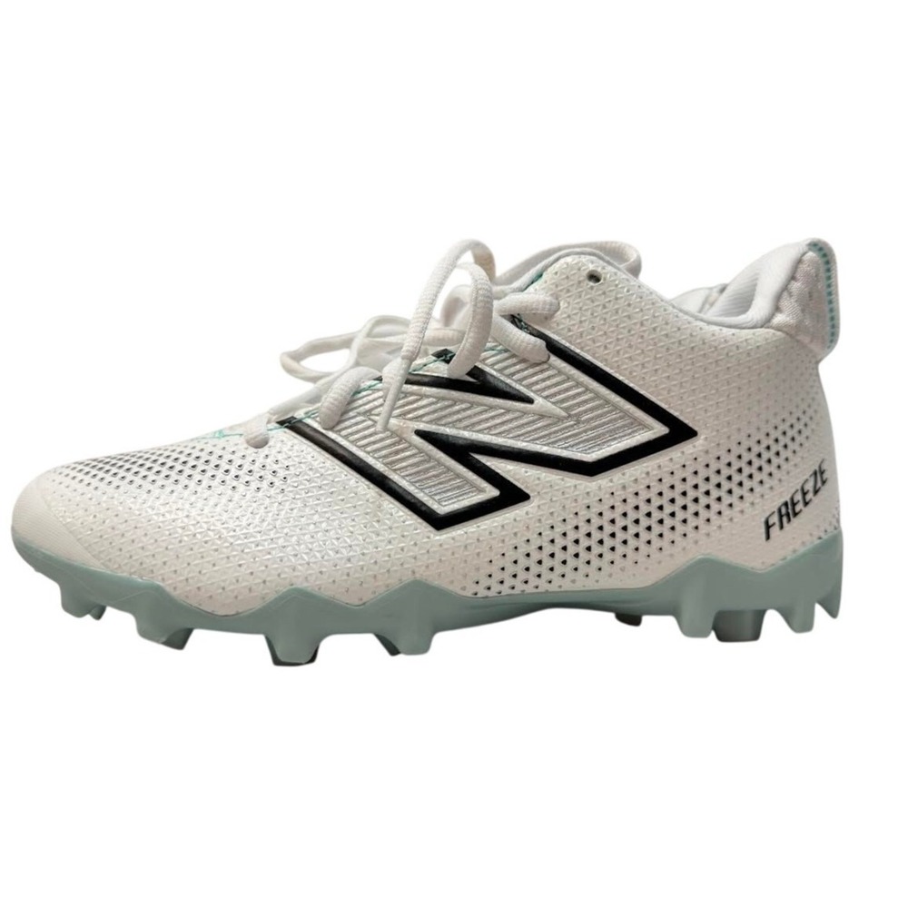 New Balance Kids White & Light Mint Cleats